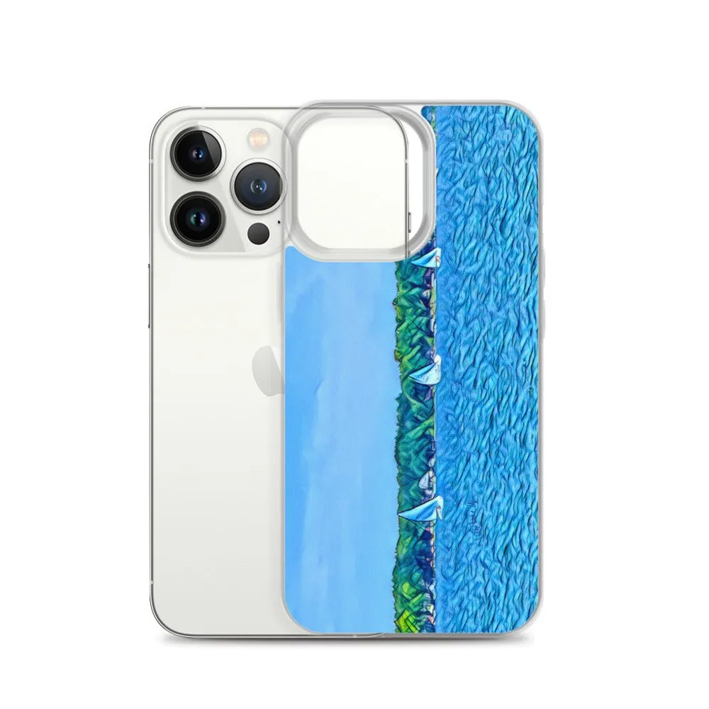 iPhone Case with Scenic Lake Life Art from Clear Lake Indiana. Phone Protector with Digital Artwork. Great Gift for Sailor.