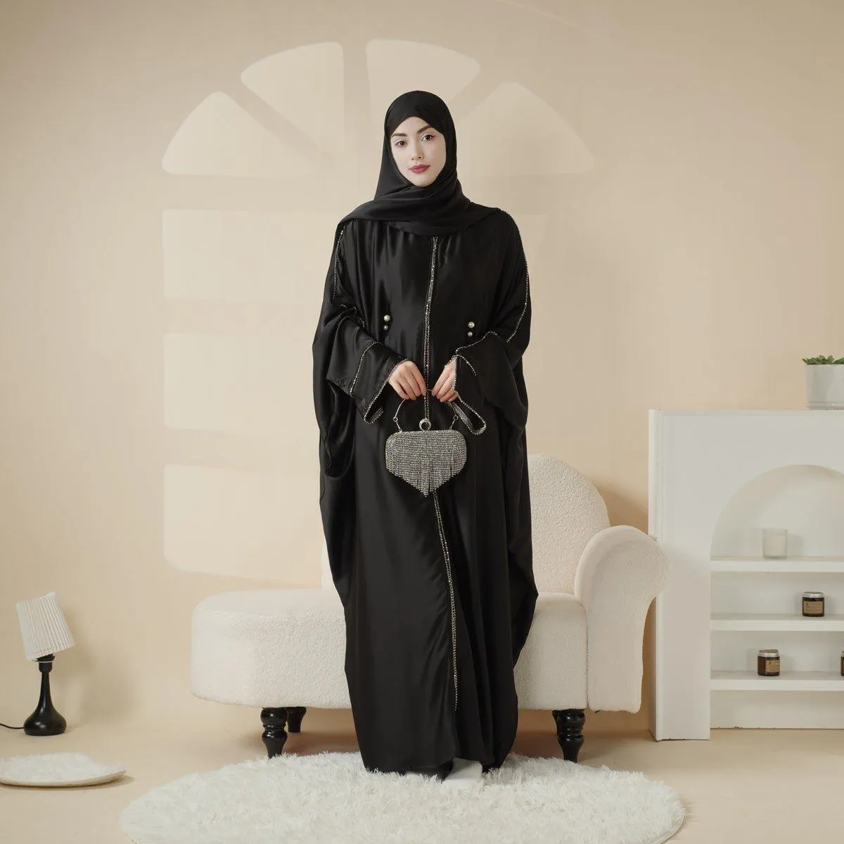 MA041 Batwing diamond two-piece abaya