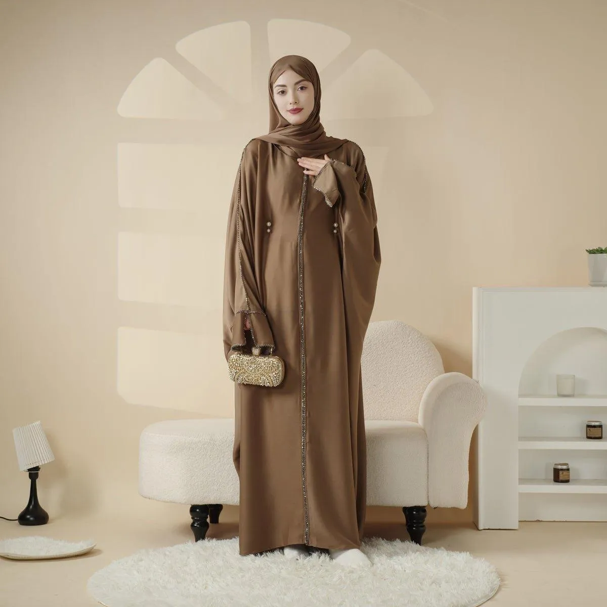 MA041 Batwing diamond two-piece abaya