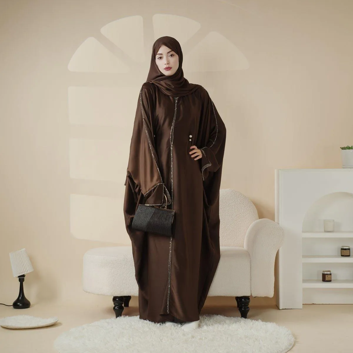 MA041 Batwing diamond two-piece abaya