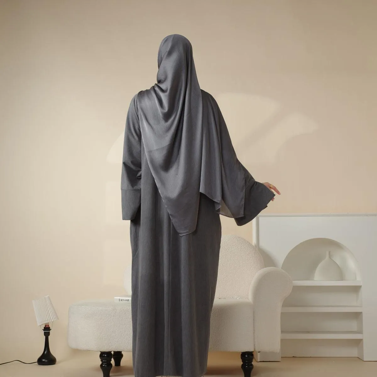 MA045 Corduroy Wide Sleeve Abaya