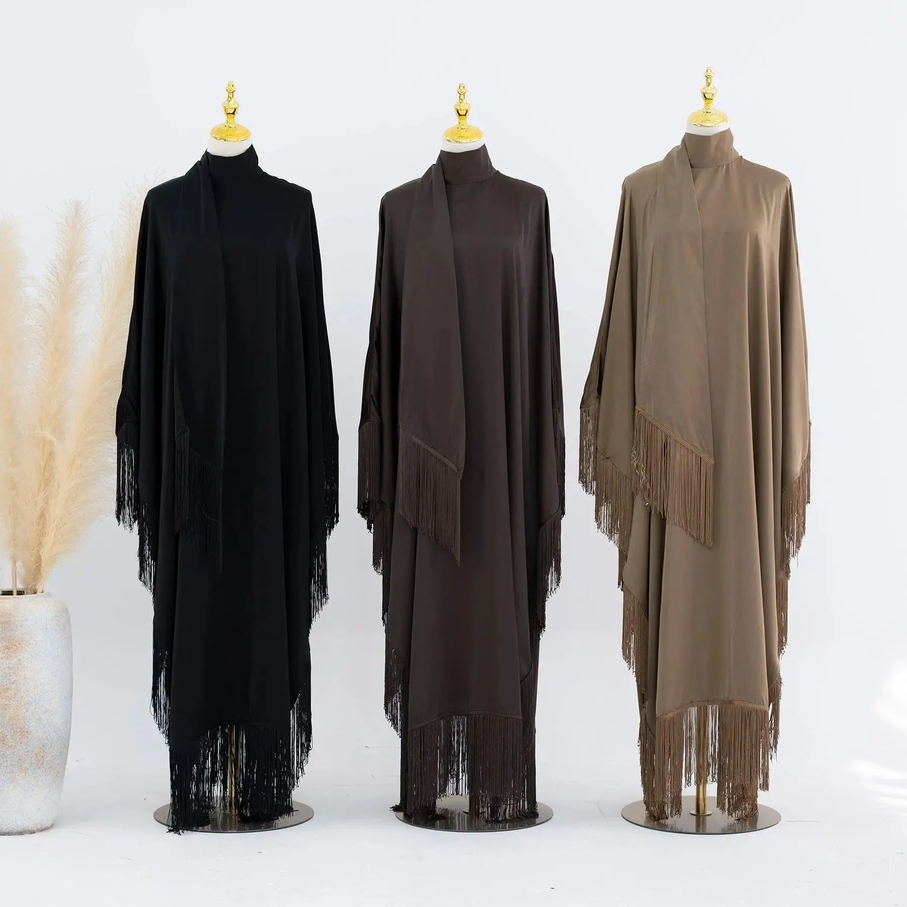 MA047 Batwing Sleeve Fringe Party Abaya