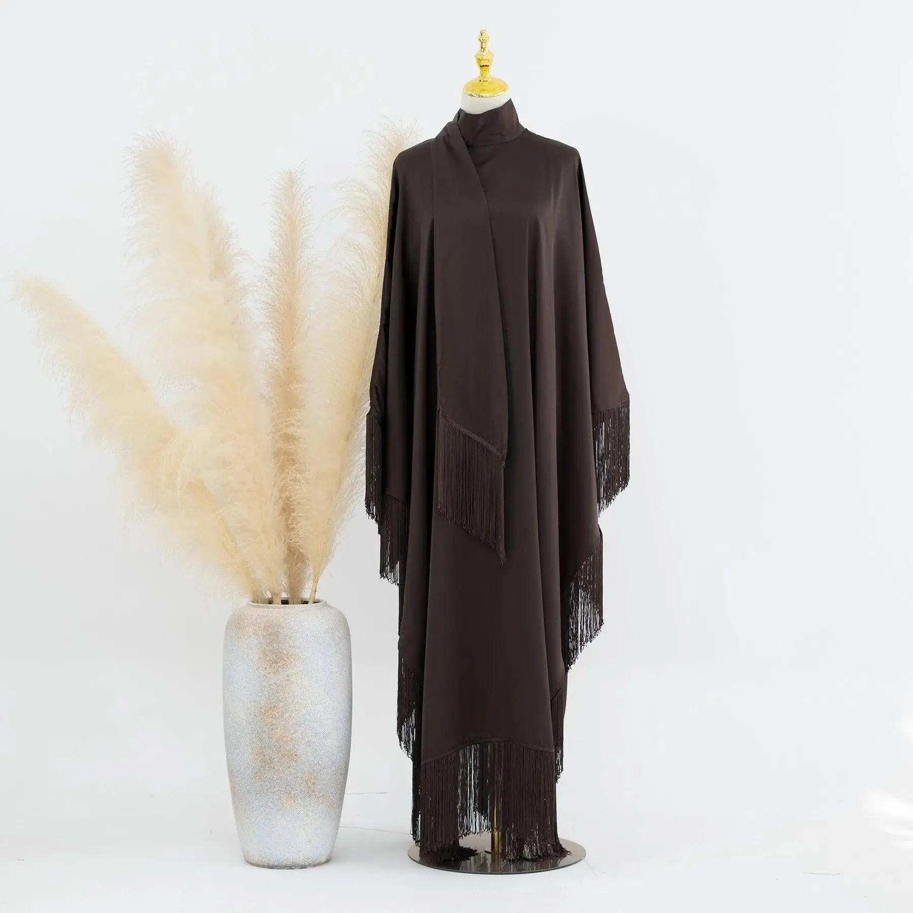 MA047 Batwing Sleeve Fringe Party Abaya