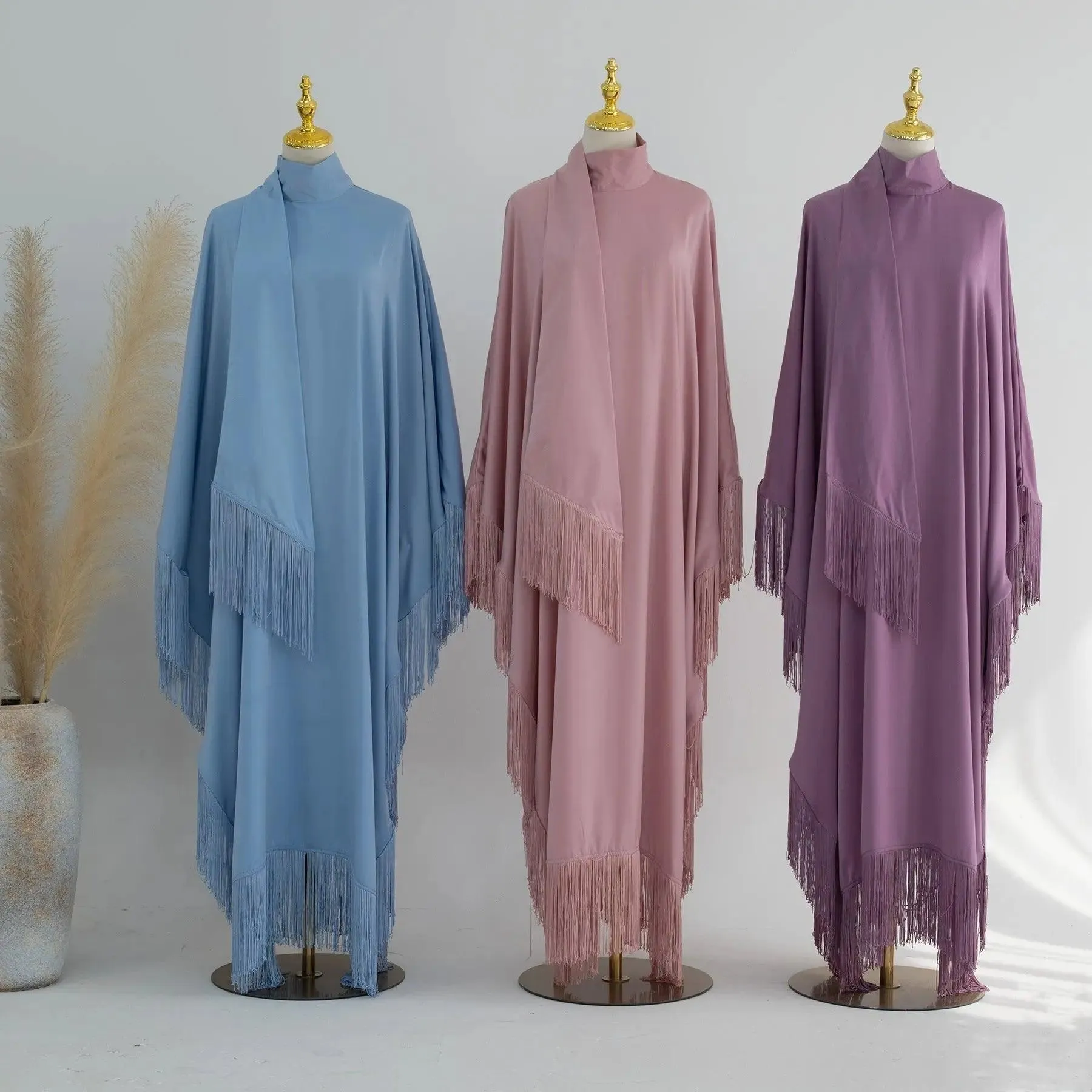 MA047 Batwing Sleeve Fringe Party Abaya