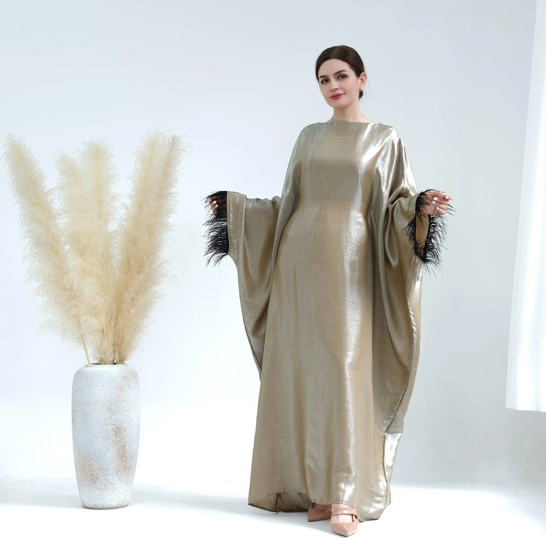 MA052 Party Feather Sleeves Abaya