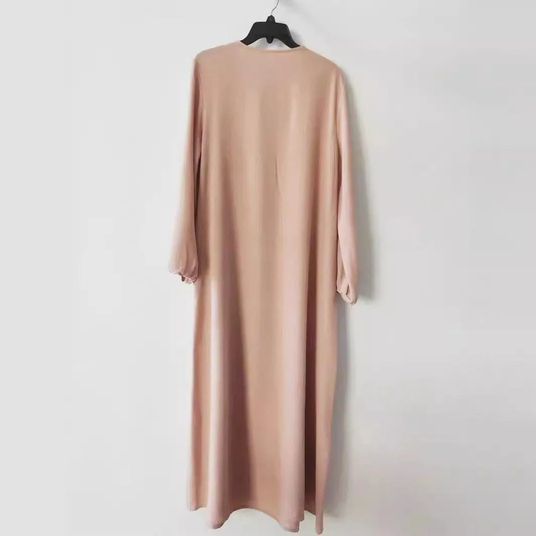 MA070 Pleated Solid Simple Abaya