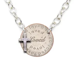 Mariamor Loved Quarter, Diamond Cross Statement Necklace, Sterling Silver