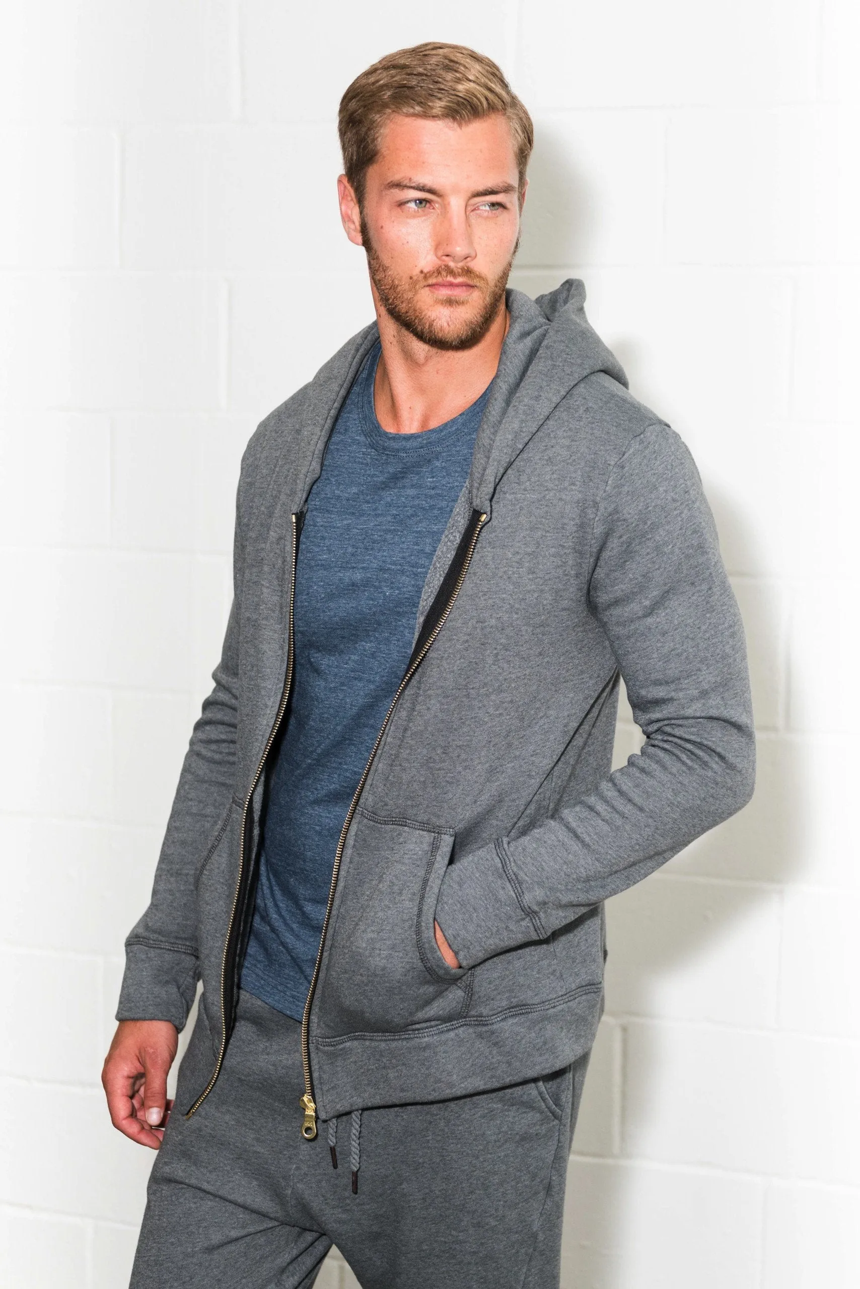 Men's French Terry Zip Front Hoodie