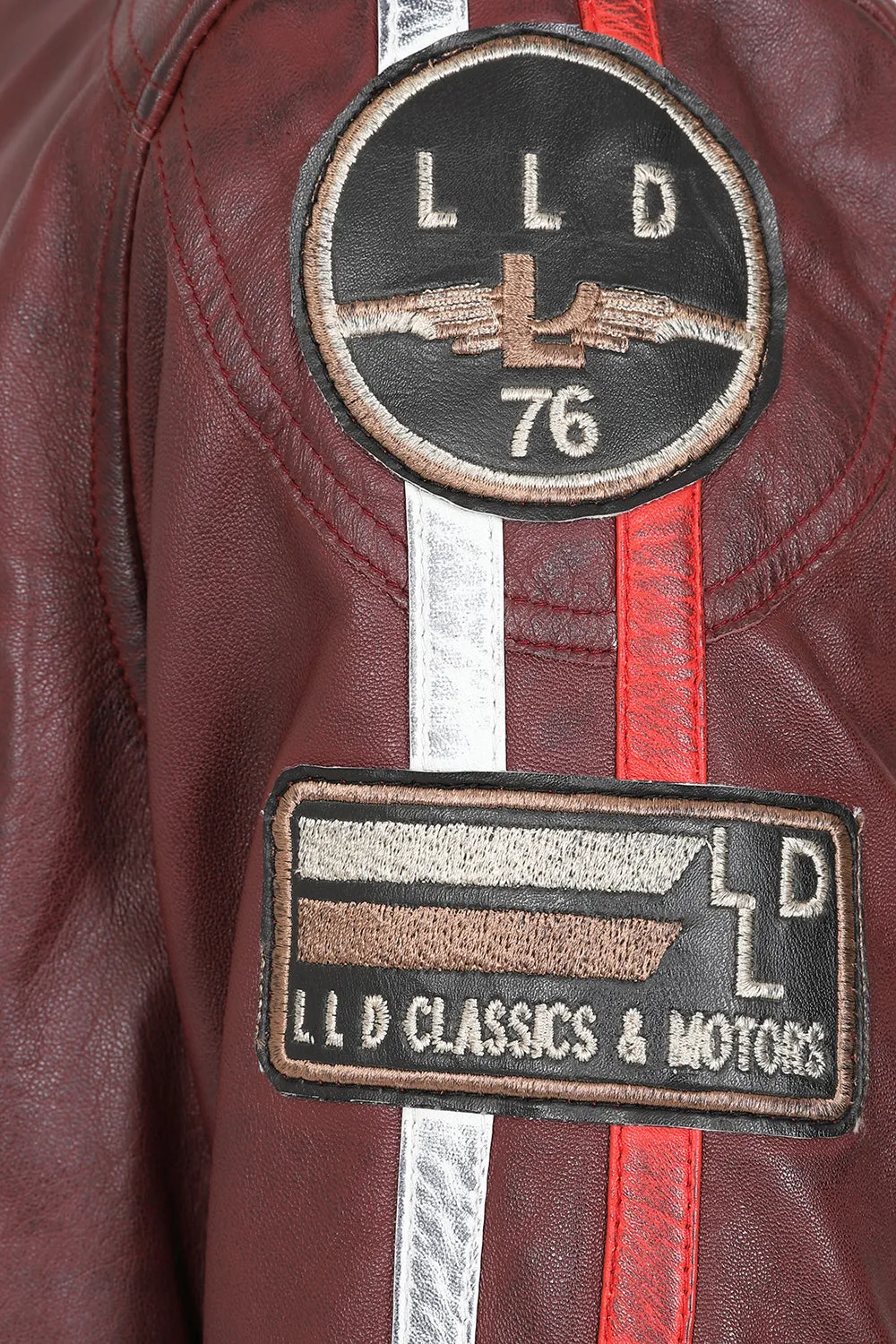 Men's Genuine Burgundy Leather Racing Jacket - Make a Statement - 'FRANK'