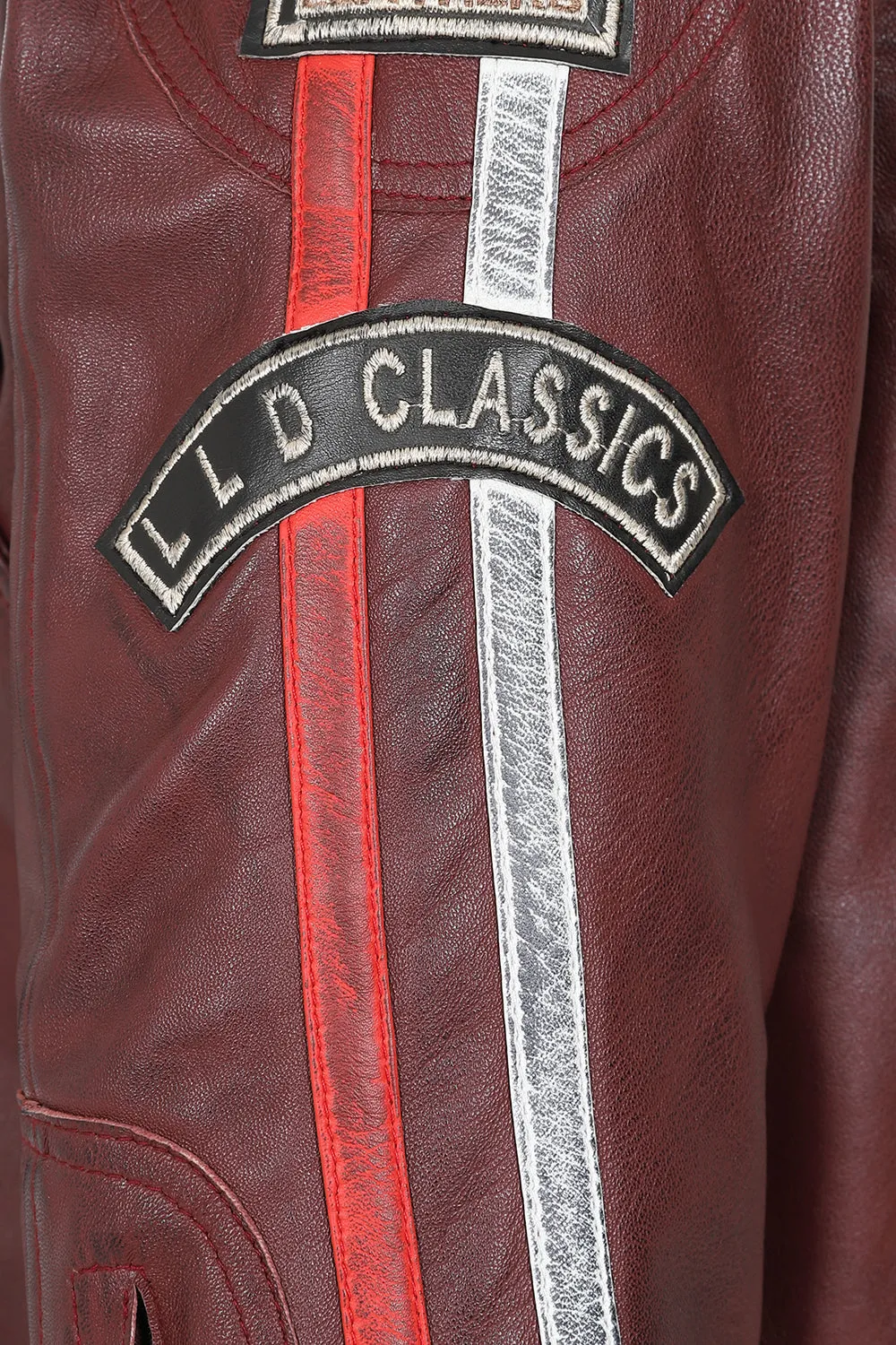 Men's Genuine Burgundy Leather Racing Jacket - Make a Statement - 'FRANK'