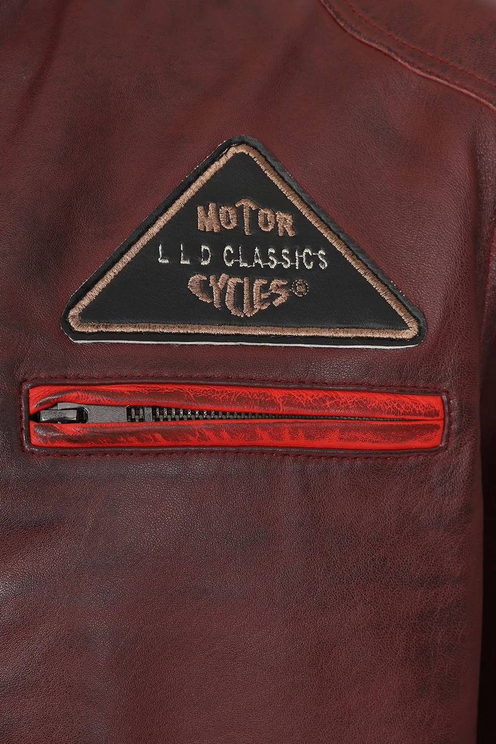 Men's Genuine Burgundy Leather Racing Jacket - Make a Statement - 'FRANK'