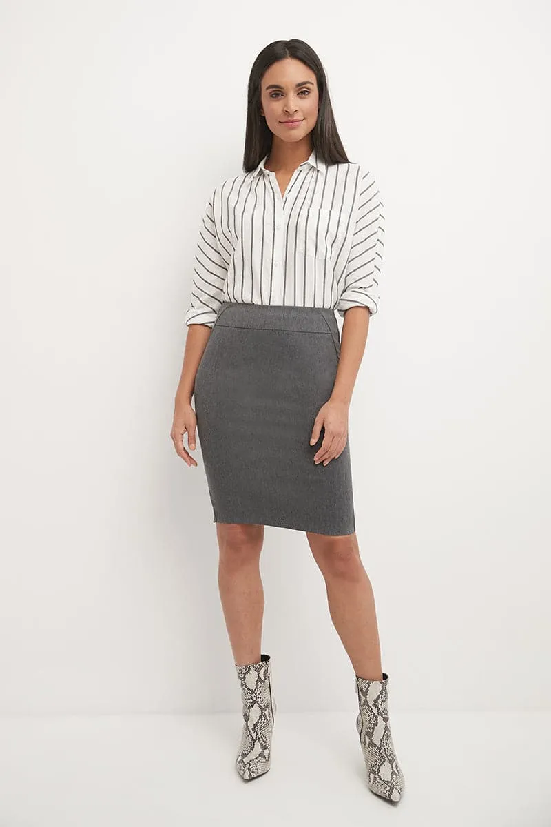 Midi Pencil Skirt with Pull-on Style Design