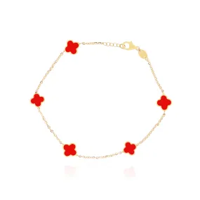 Mini Coral Clover Bracelet