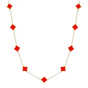 Mini Coral Clover Necklace