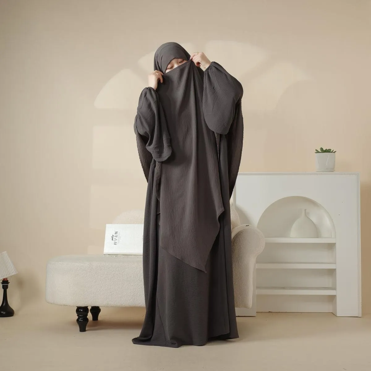 MK006 Crepe Khimar and Abaya Set 2-Piece