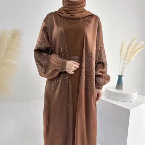 MOA057 Wave Bubble Sleeve Abaya 4-Piece Set