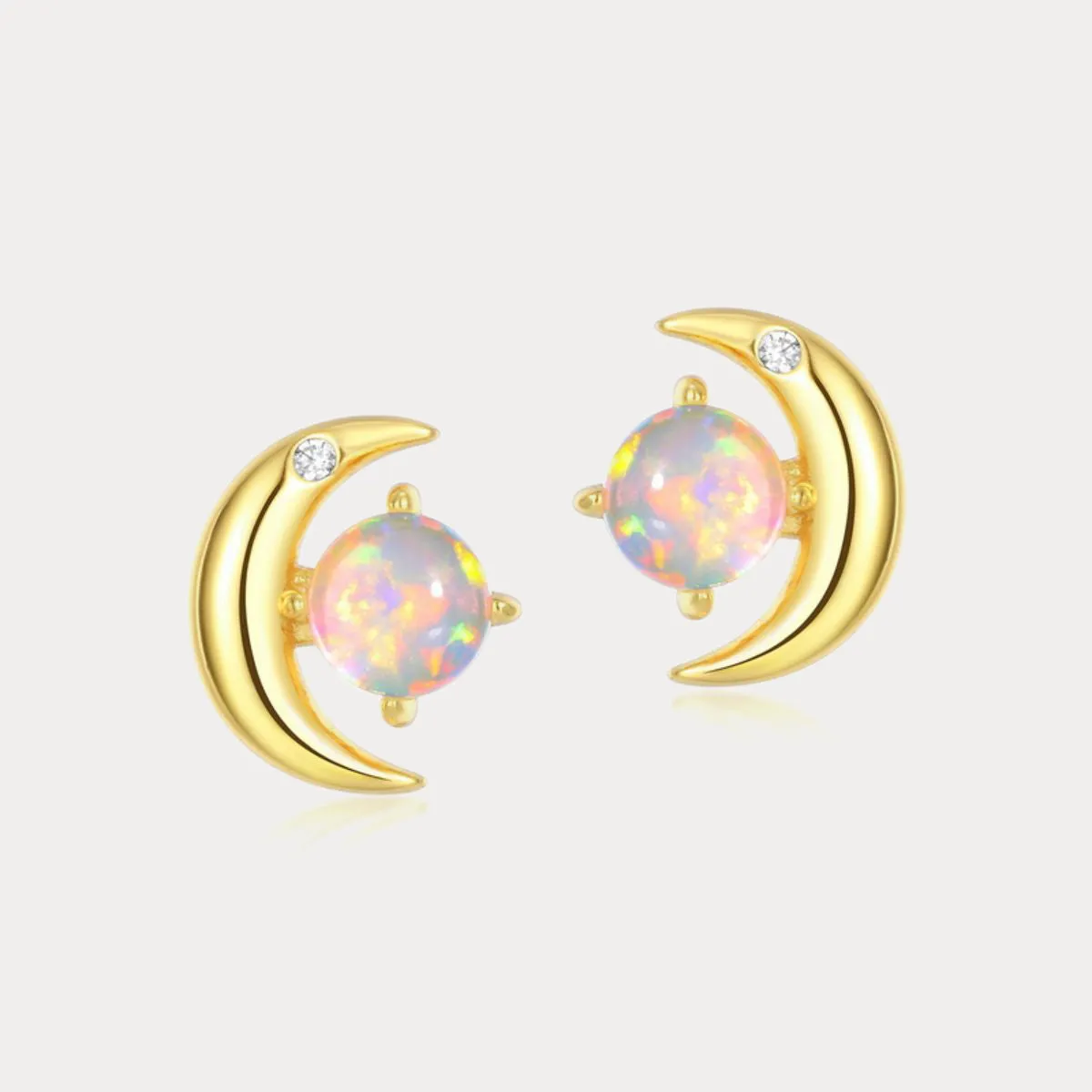 Moon Star Opal Stud Earrings