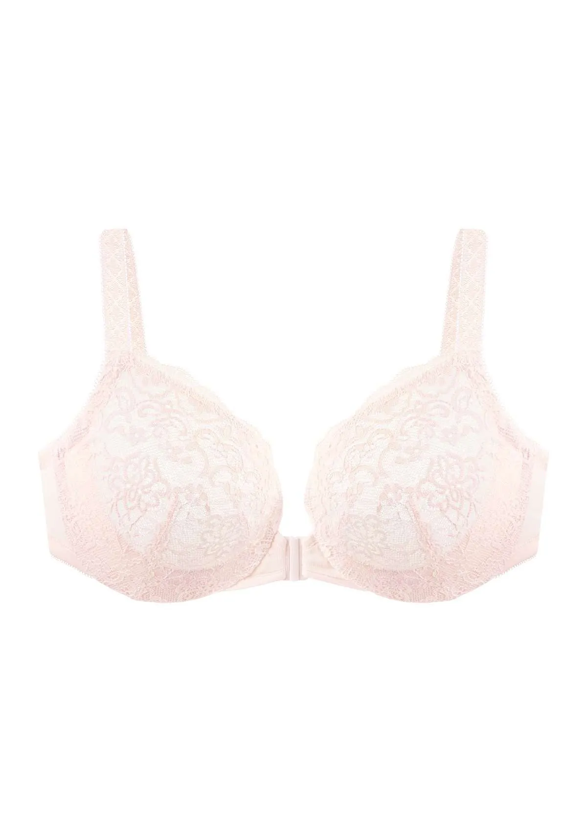 Nymphaea Front-Close  Dusty Peach Lace Unlined Underwire Bra Set