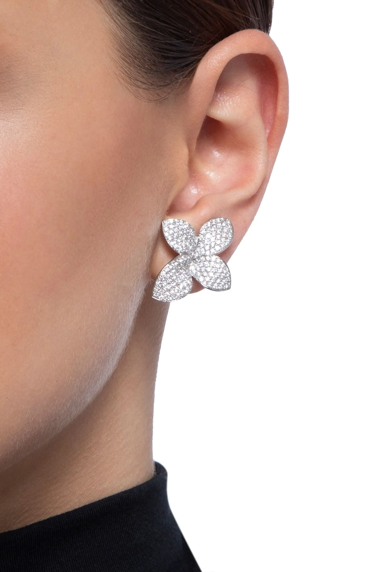 Pasquale Bruni - Giardini Segreti - Flower Earrings, 18k White Gold with Diamonds