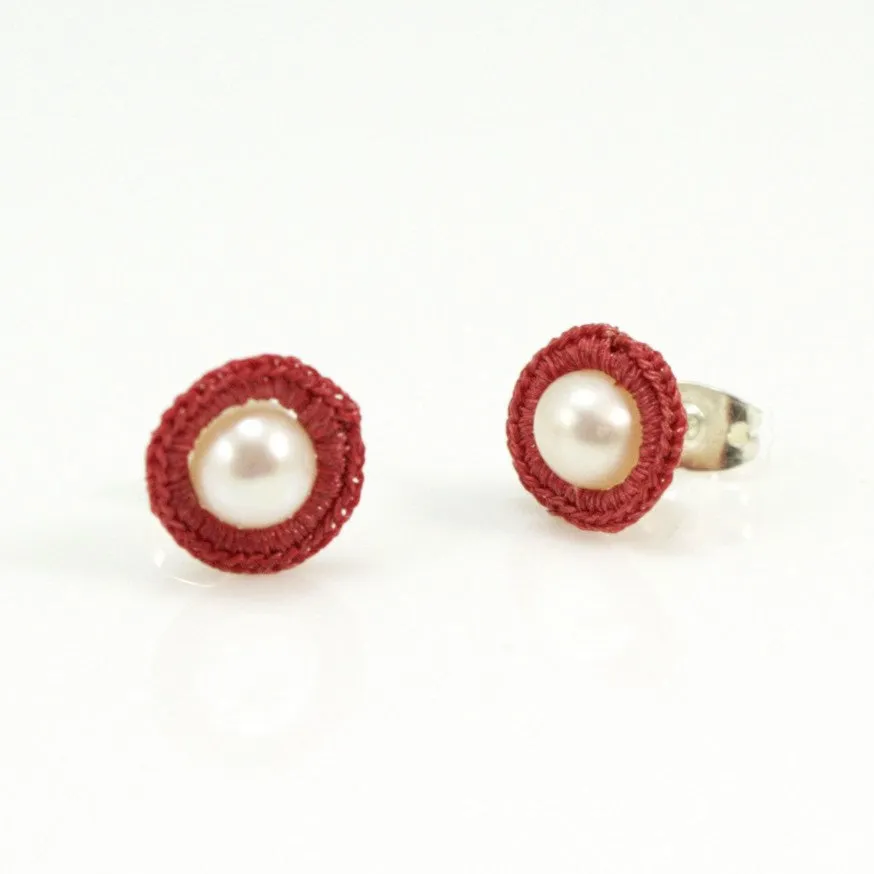 Pearl Stud and Crochet Wrapped Earrings by Atelier Godolé