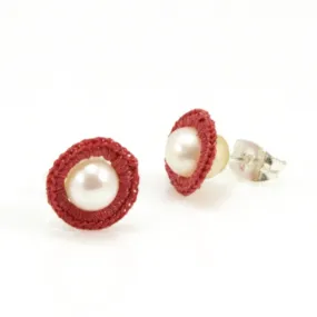 Pearl Stud and Crochet Wrapped Earrings by Atelier Godolé