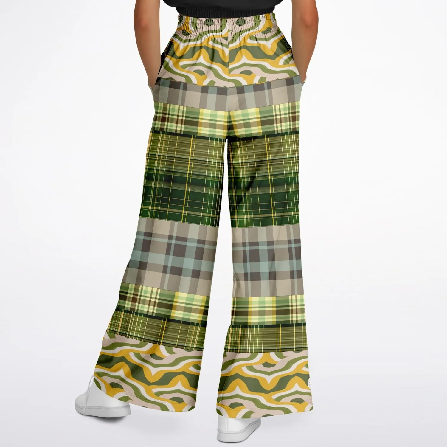 Rolling Green Plaid Eco-Poly Stretchy Phat Bellbottoms