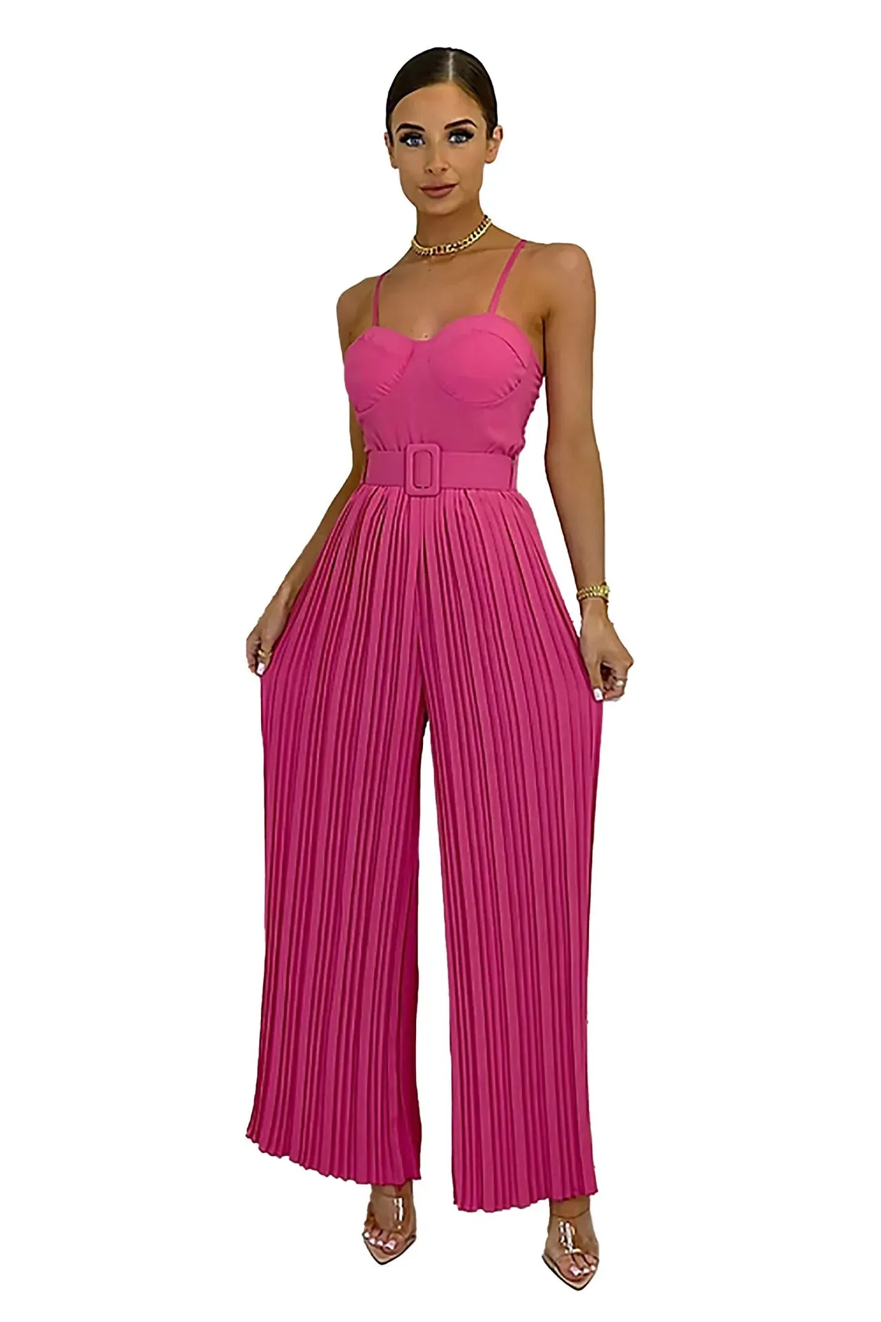 Sleeveless Pleated Overalls Jumpsuits