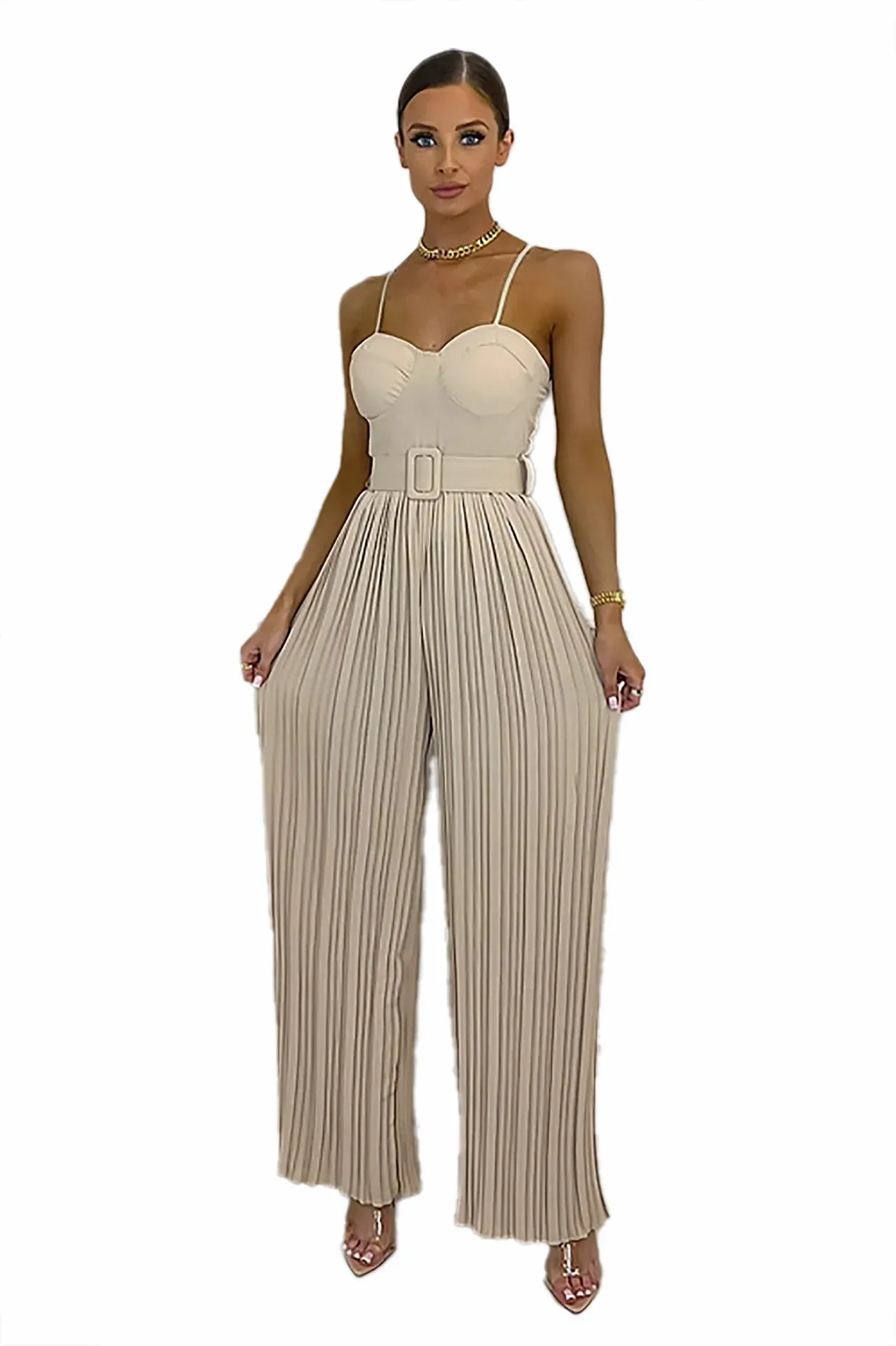 Sleeveless Pleated Overalls Jumpsuits