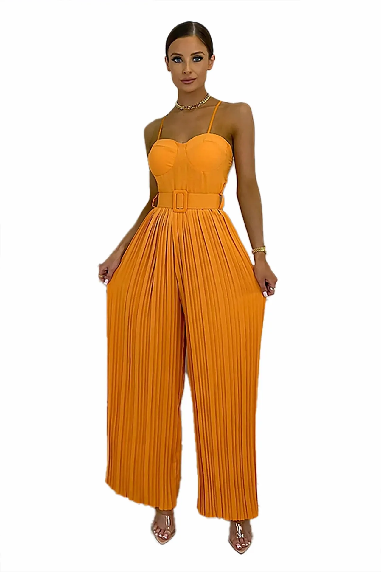 Sleeveless Pleated Overalls Jumpsuits