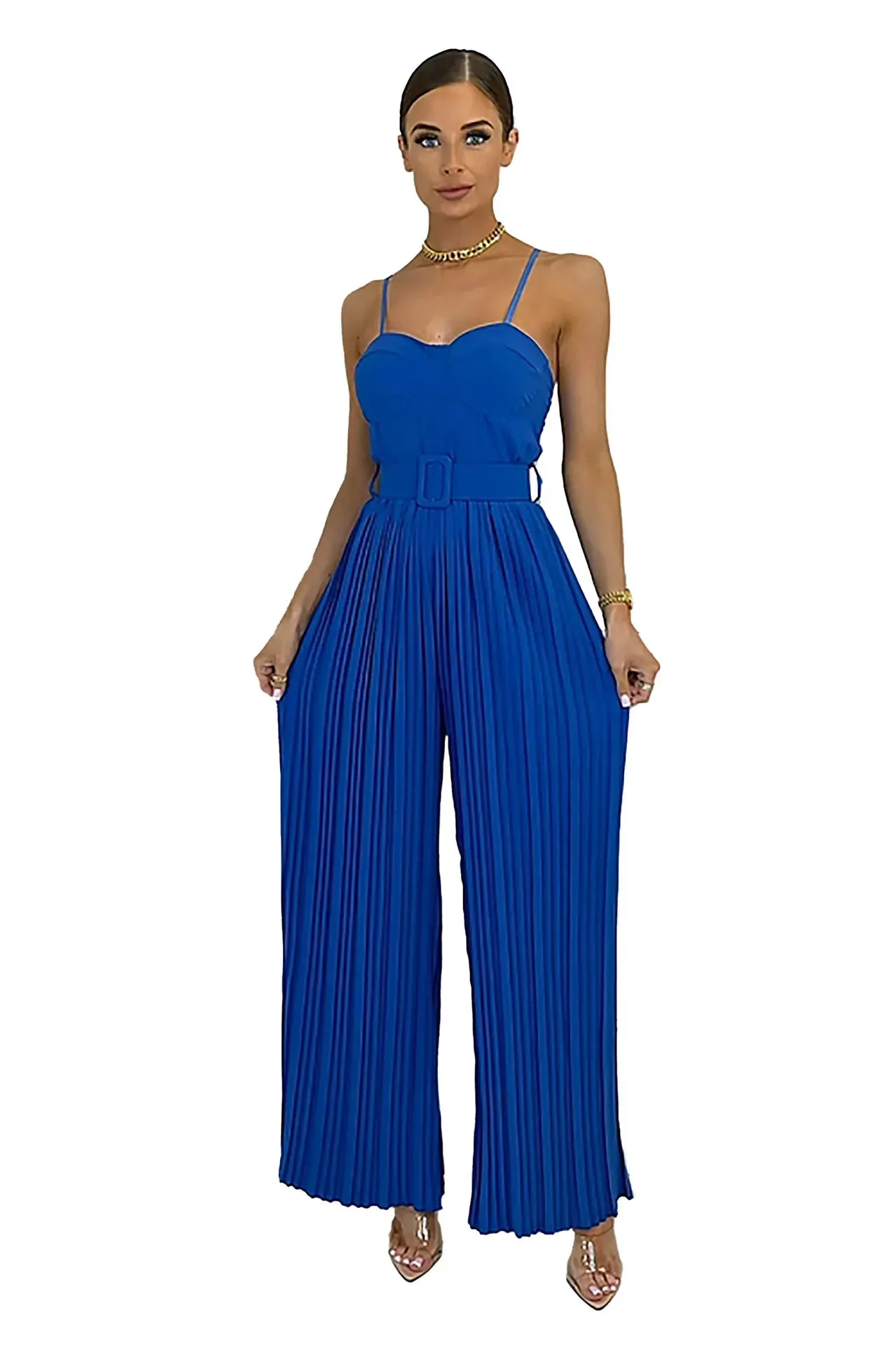 Sleeveless Pleated Overalls Jumpsuits