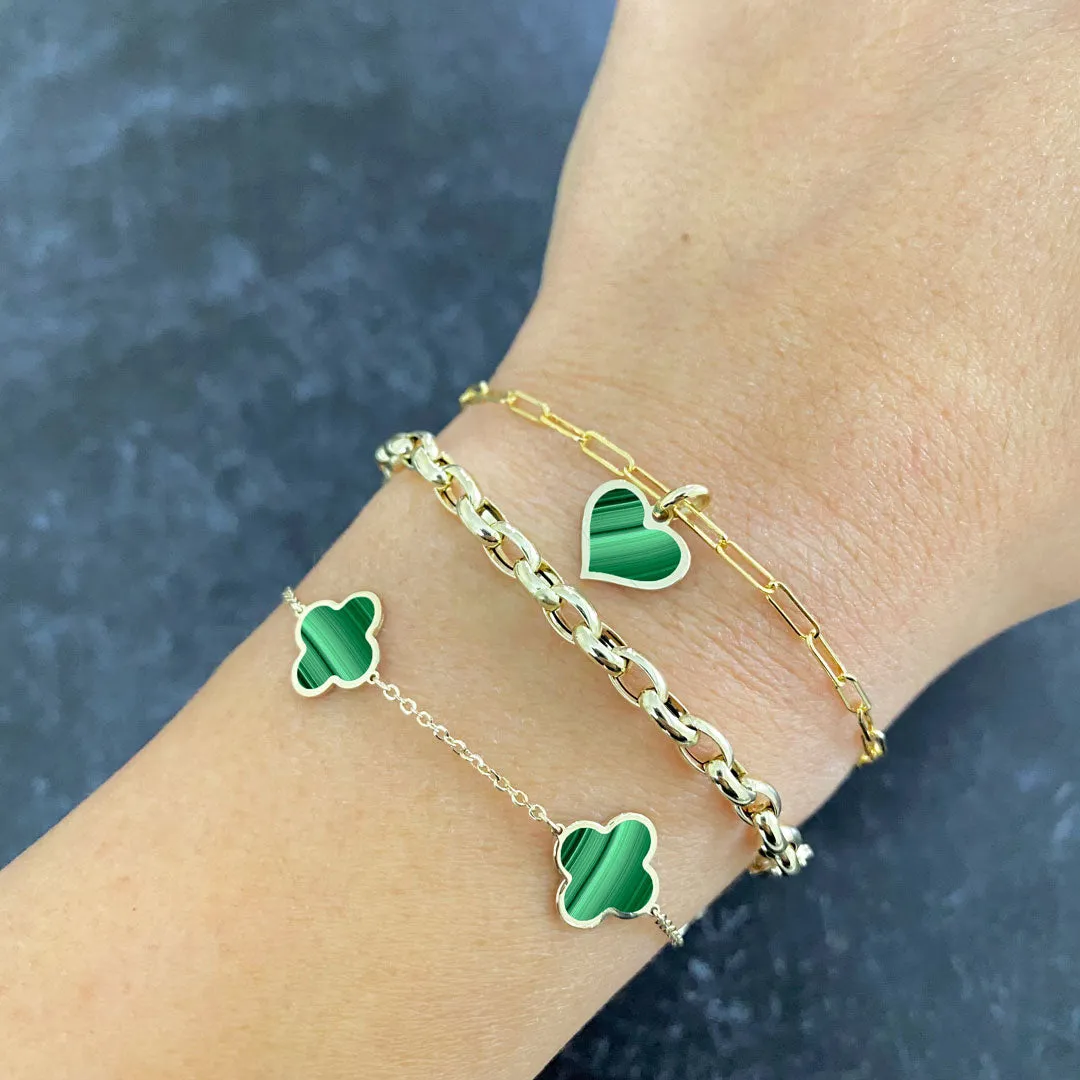 Small Malachite Clover Bracelet