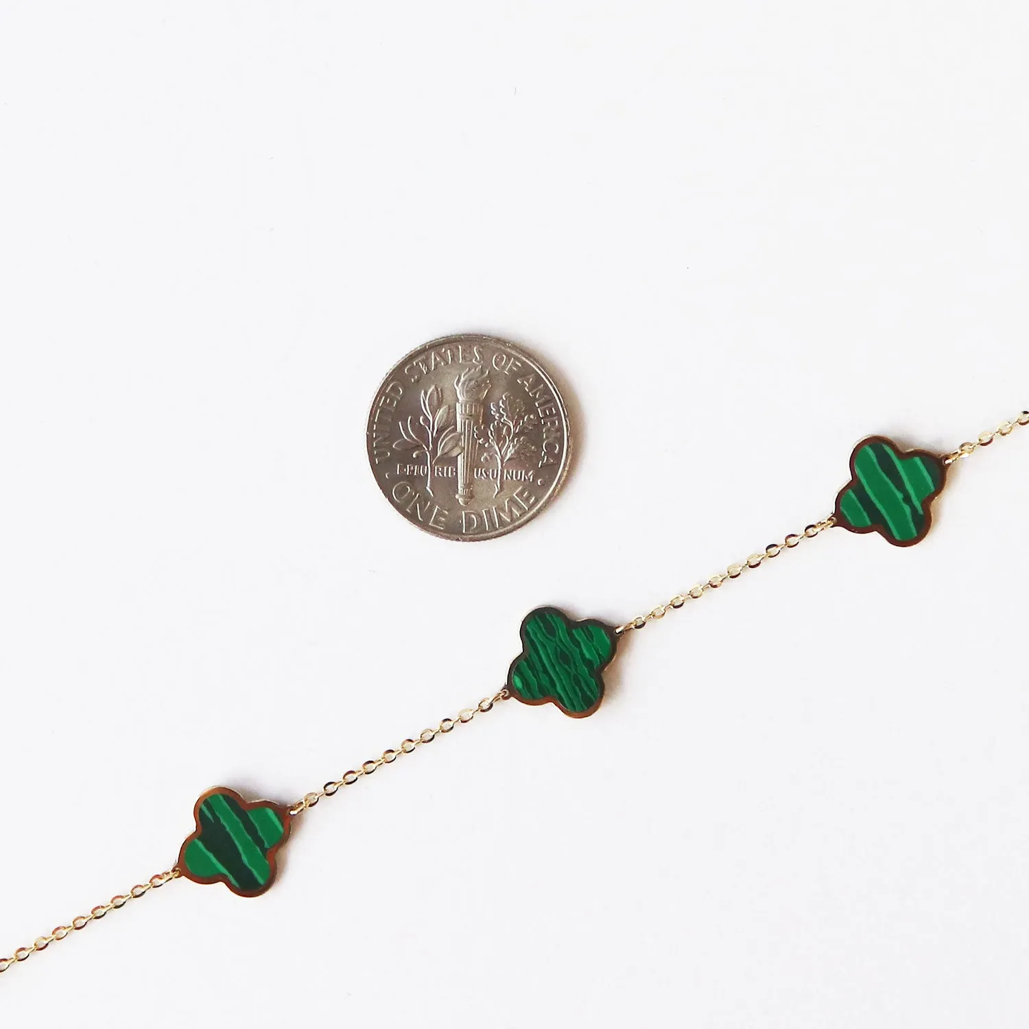 Small Malachite Clover Bracelet