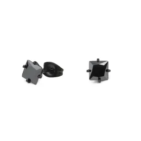 Stainless 6mm square cz stud earrings