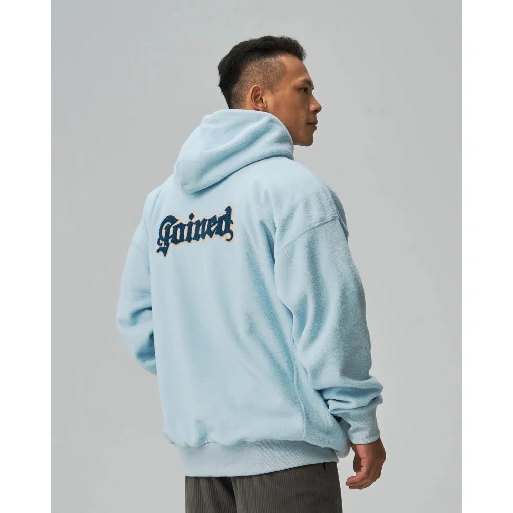 TEAMJOINED TJTC EMBROIDERED PATCH SHERPA HOODIE-UNIVERSITY BLUE