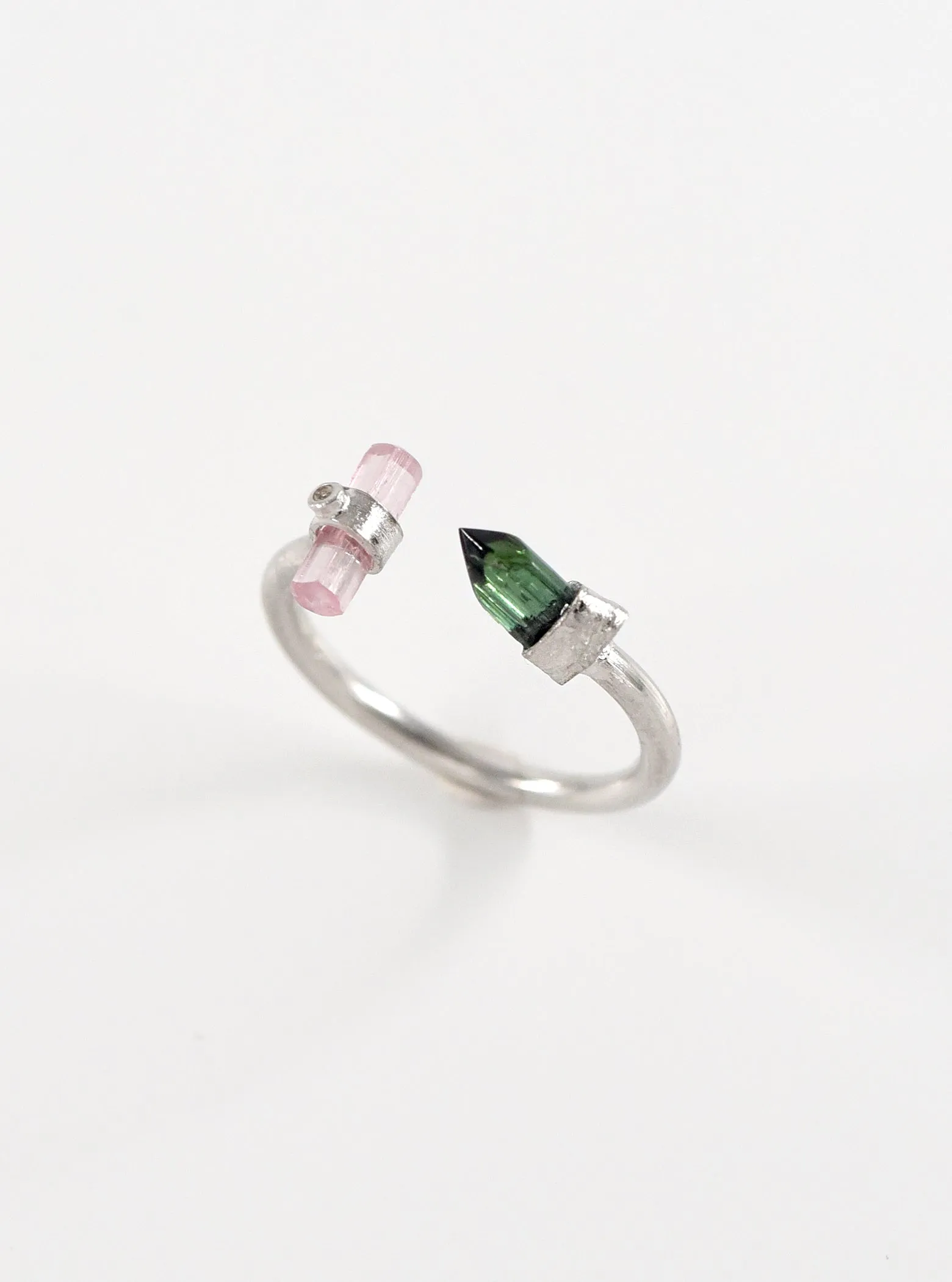 Tourmaline Bar and Point Diamond Ring