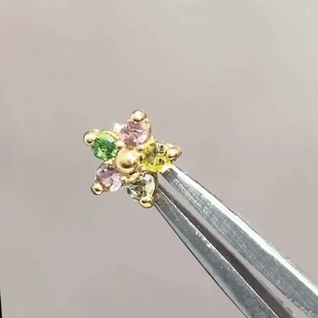 Tourmaline Flat Back Earring Buttercup 14k Yellow