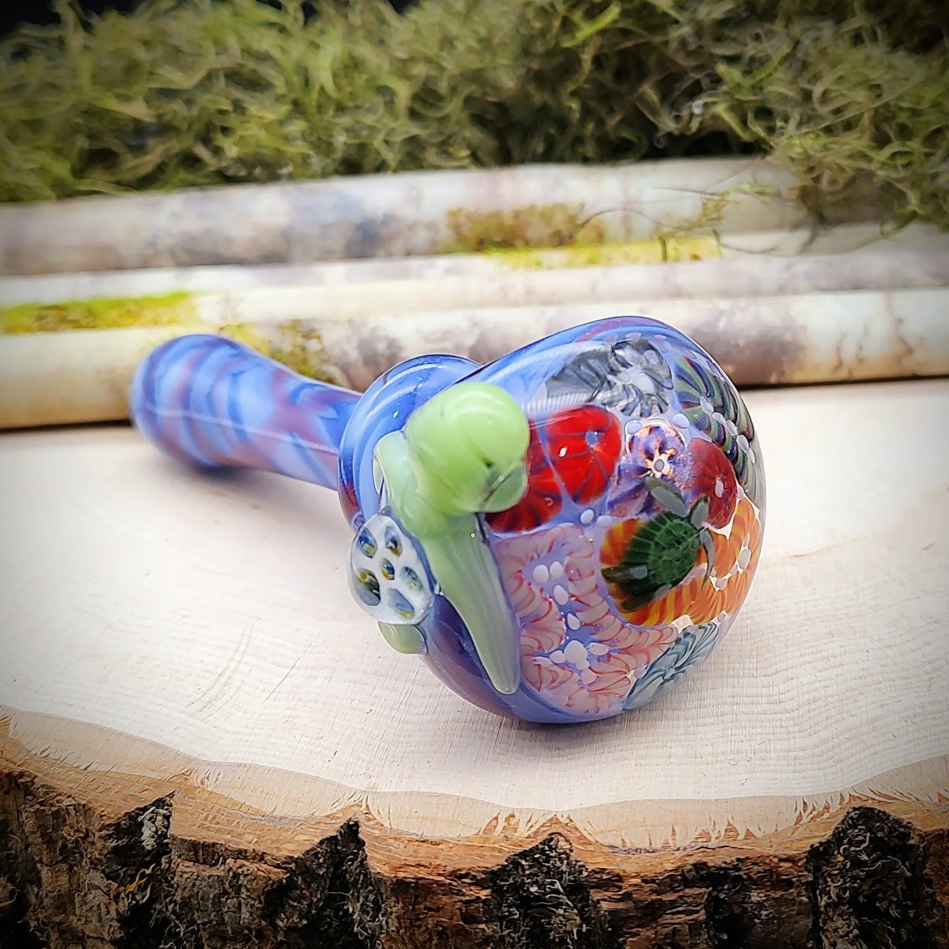 Turtle Seascape Marbled Hand Pipe (Ready to Ship)