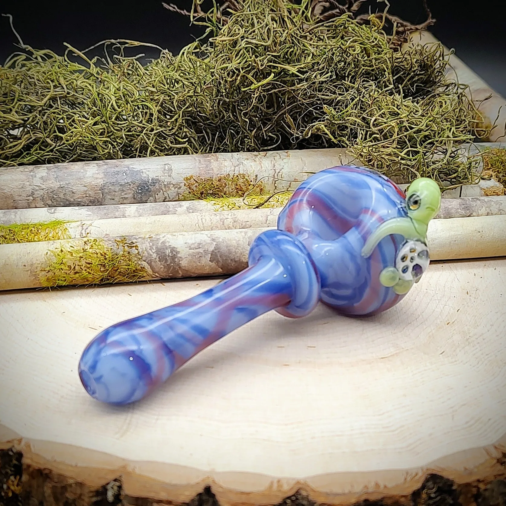 Turtle Seascape Marbled Hand Pipe (Ready to Ship)