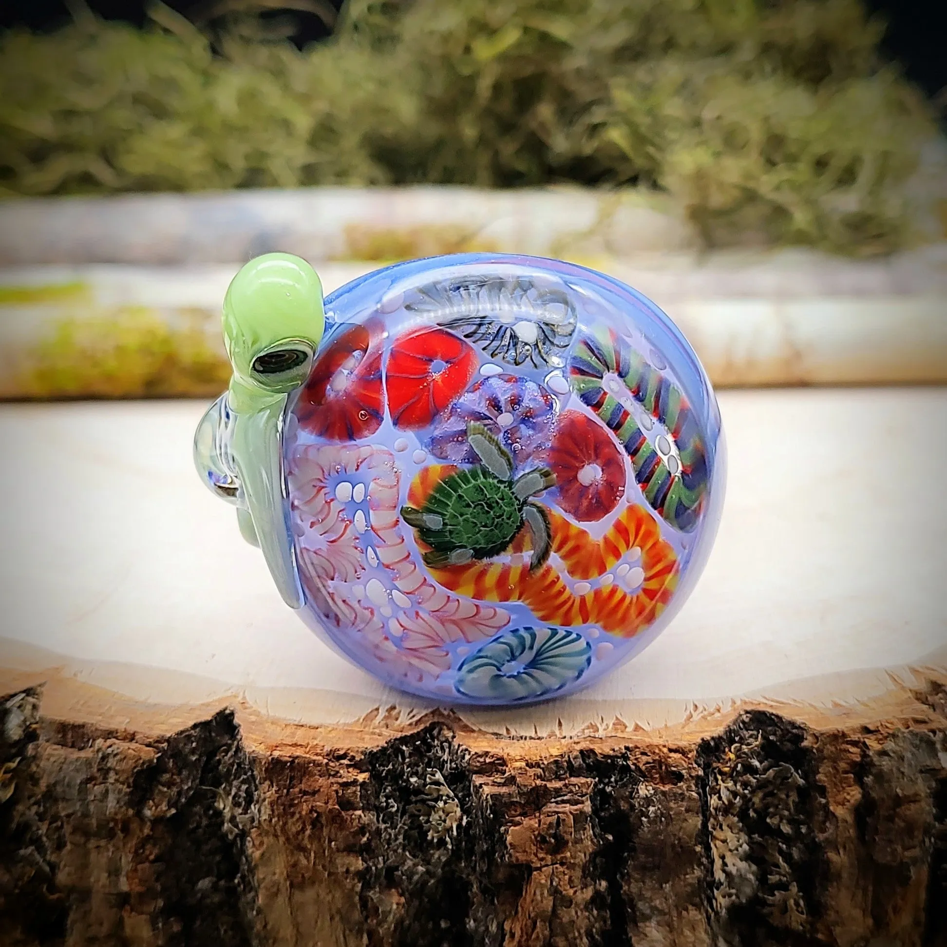 Turtle Seascape Marbled Hand Pipe (Ready to Ship)