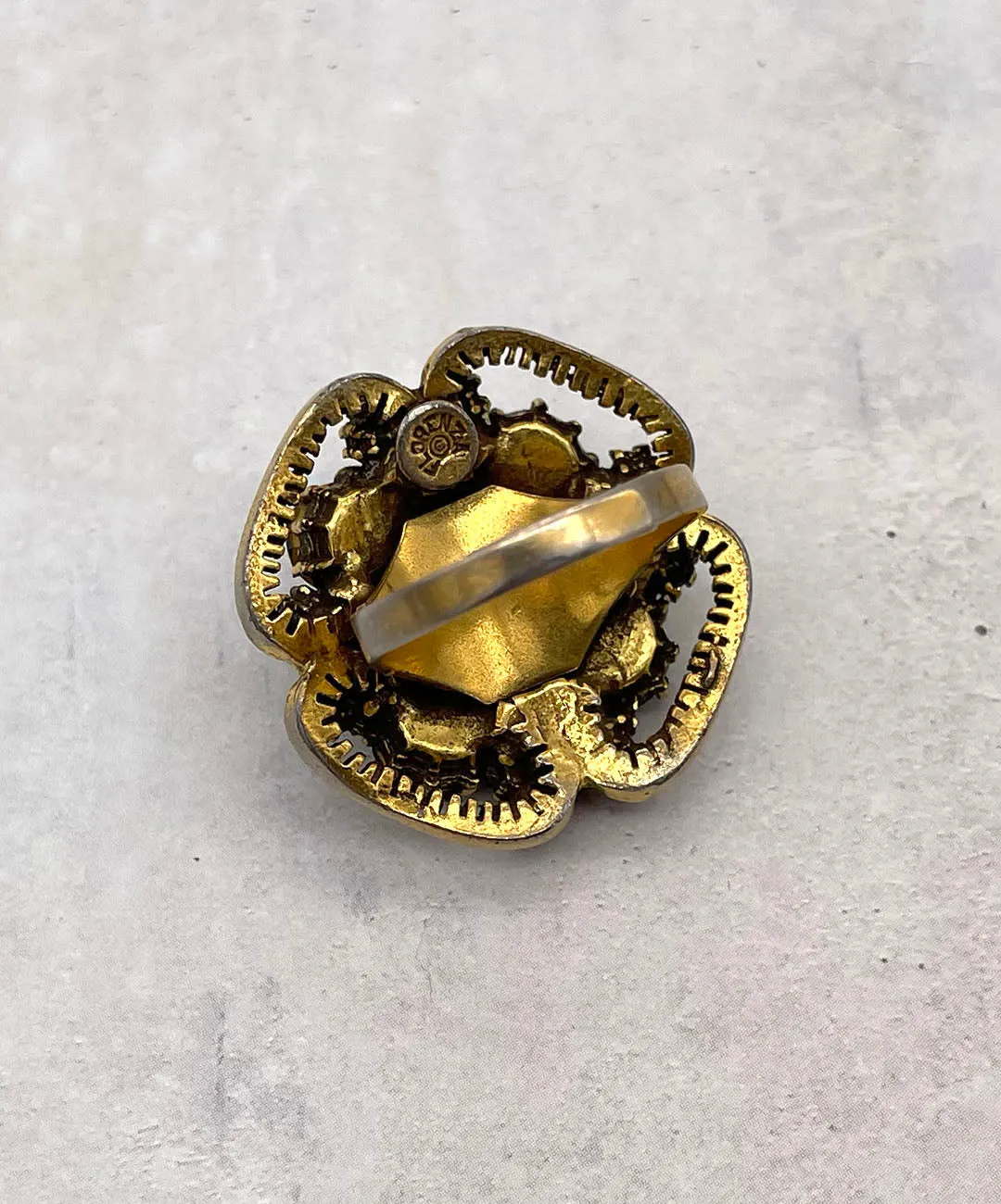 【USA輸入】ヴィンテージ FLORENZA フラワー グリーン ビジュー リング/Vintage FLORENZA Flower Green Bijou Ring