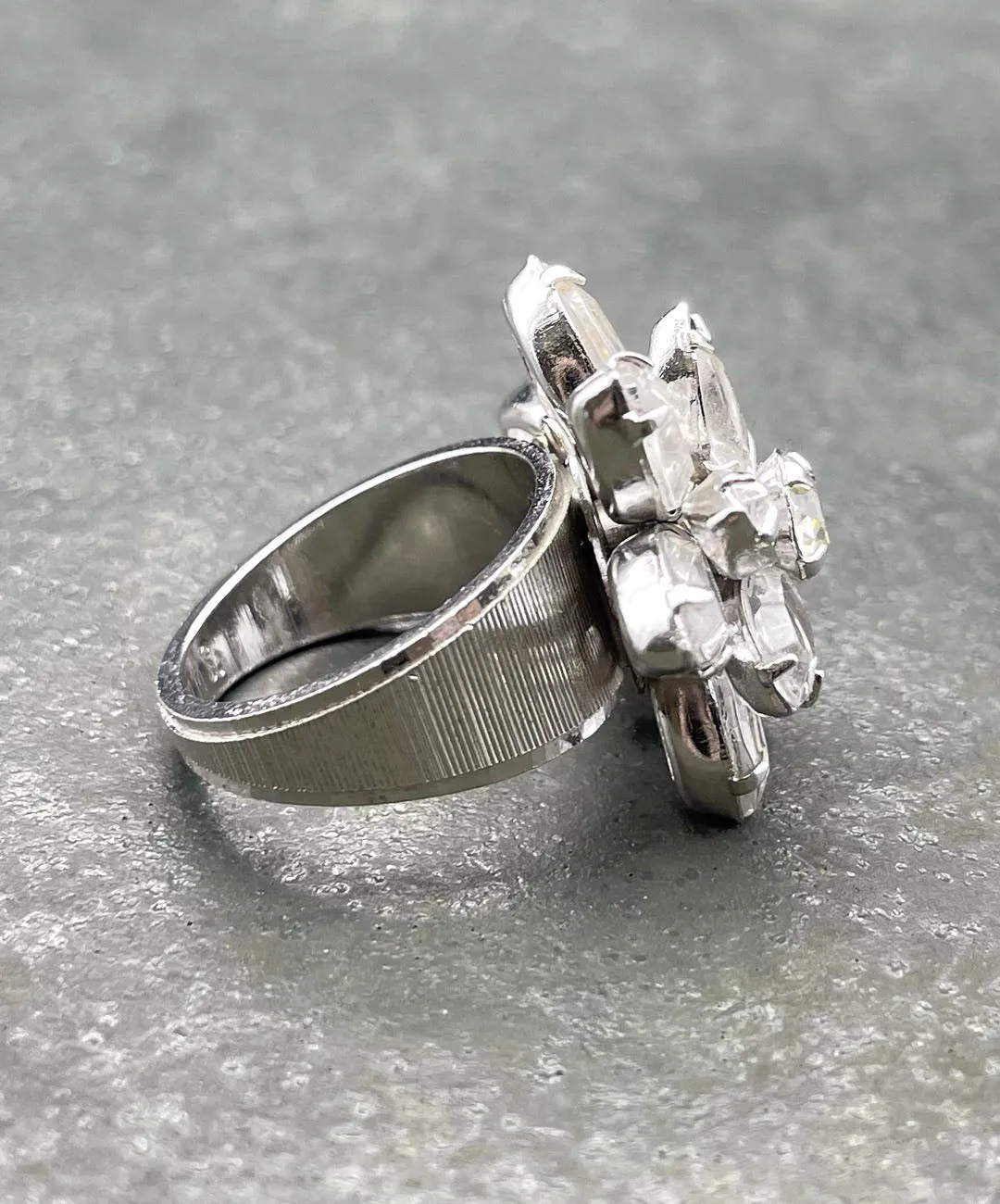 【USA輸入】ヴィンテージ クリアビジュー フラワー リング/Vintage Clear Bijou Flower Ring