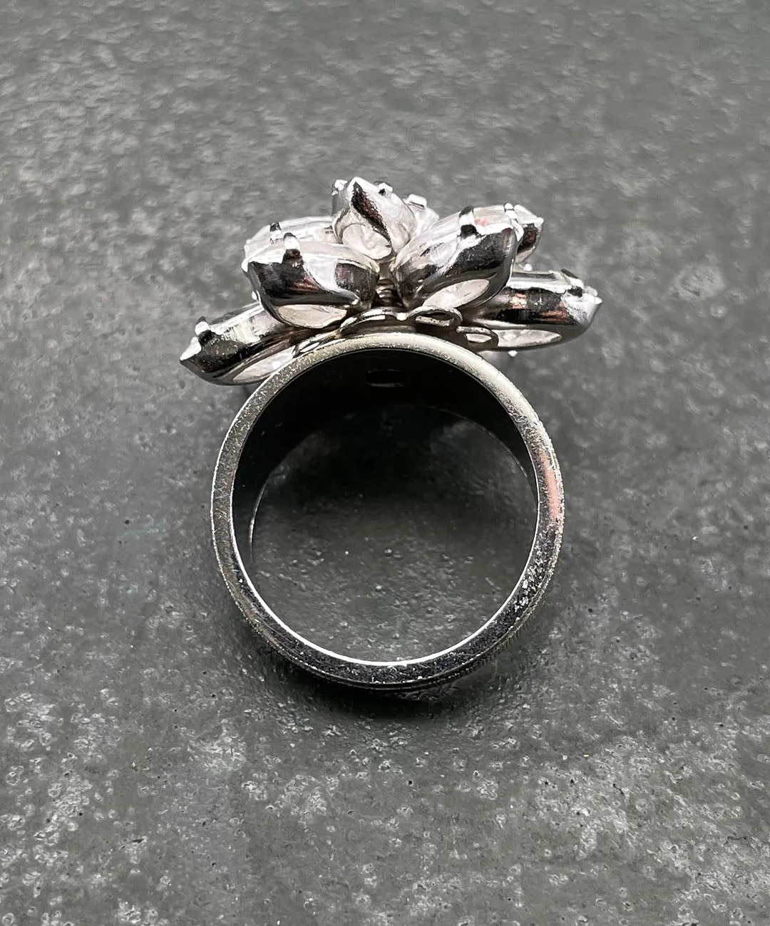 【USA輸入】ヴィンテージ クリアビジュー フラワー リング/Vintage Clear Bijou Flower Ring