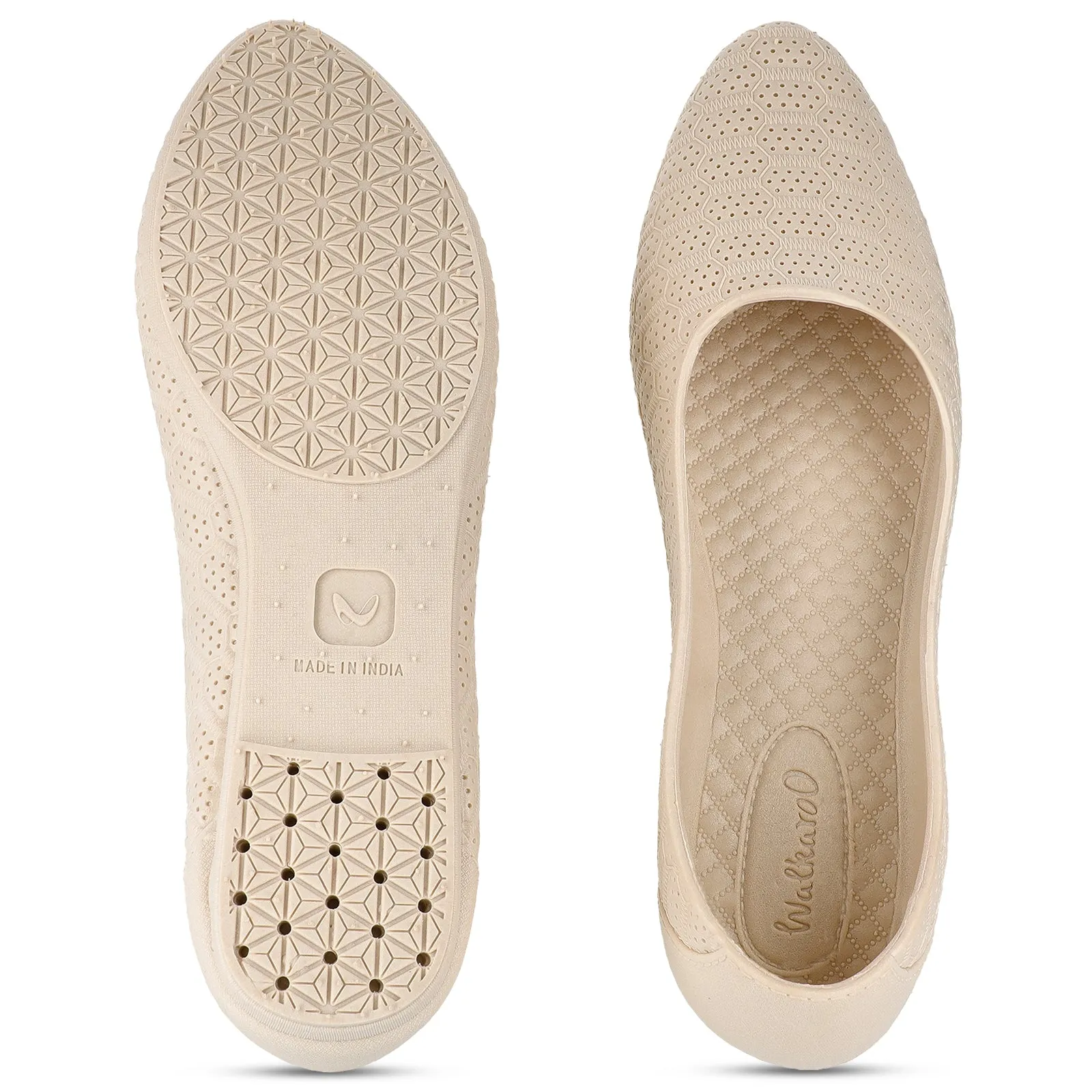 Walkaroo Go Womens Melange Belly Shoes - 12801 Beige