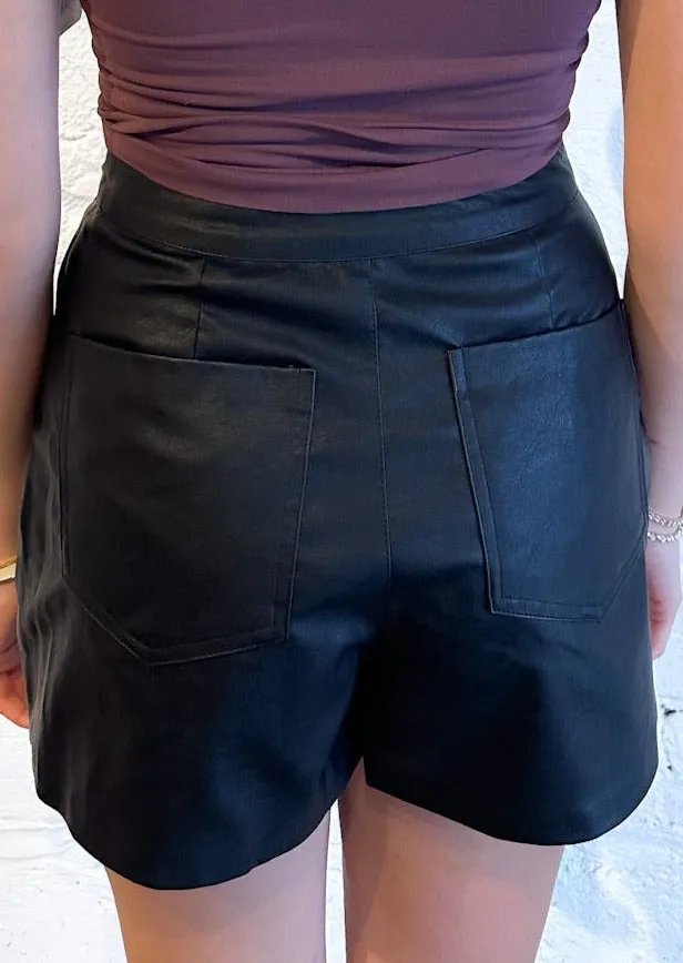 Zipped Up Leather Skort