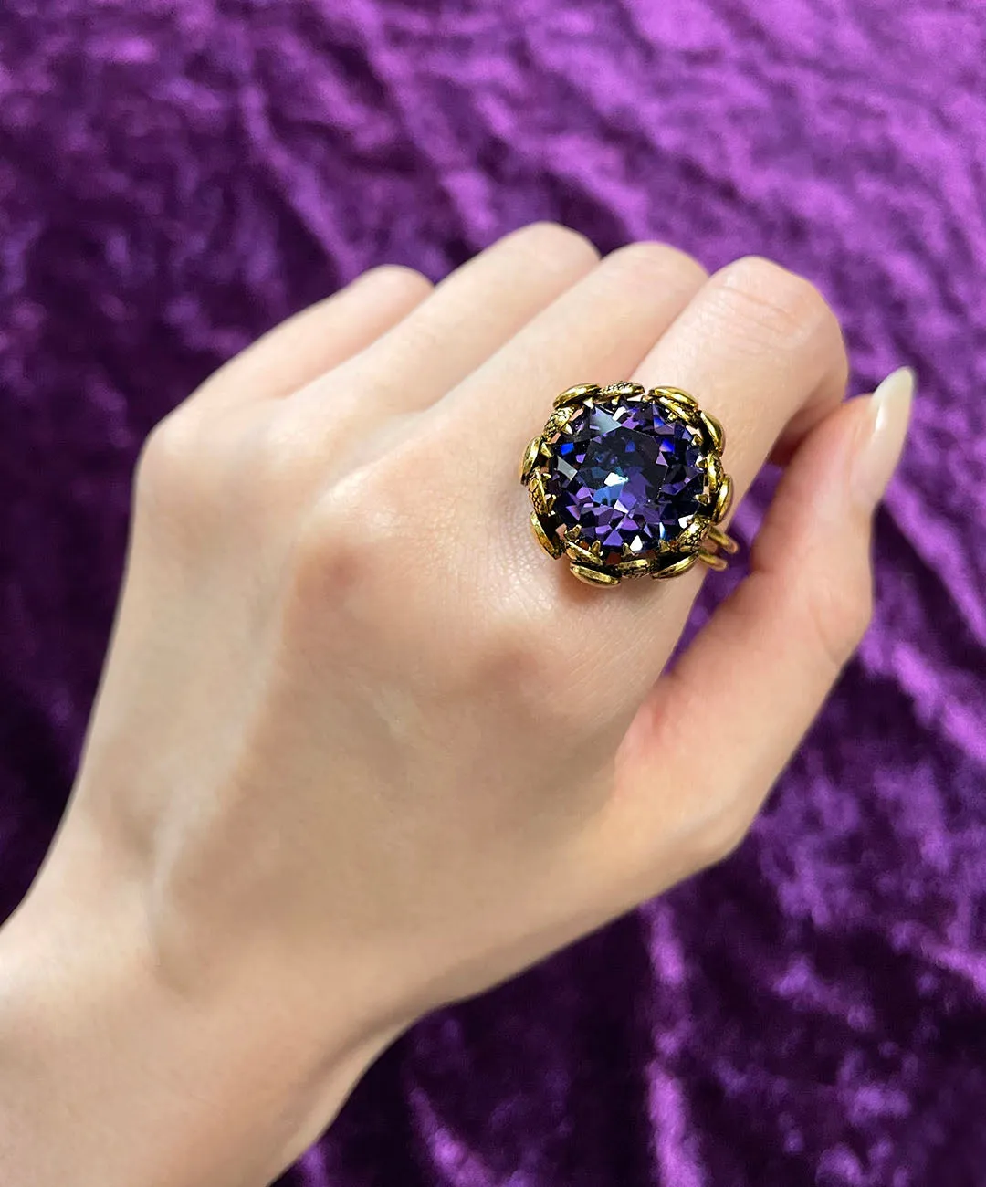 【ドイツ買付】ヴィンテージ SEIBOTH ギブレガラス フラワー リング/Vintage SEIBOTH GIVRE GLASS flower Ring