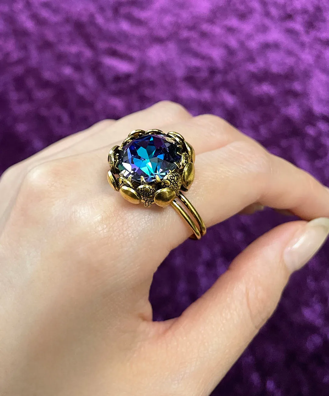 【ドイツ買付】ヴィンテージ SEIBOTH ギブレガラス フラワー リング/Vintage SEIBOTH GIVRE GLASS flower Ring